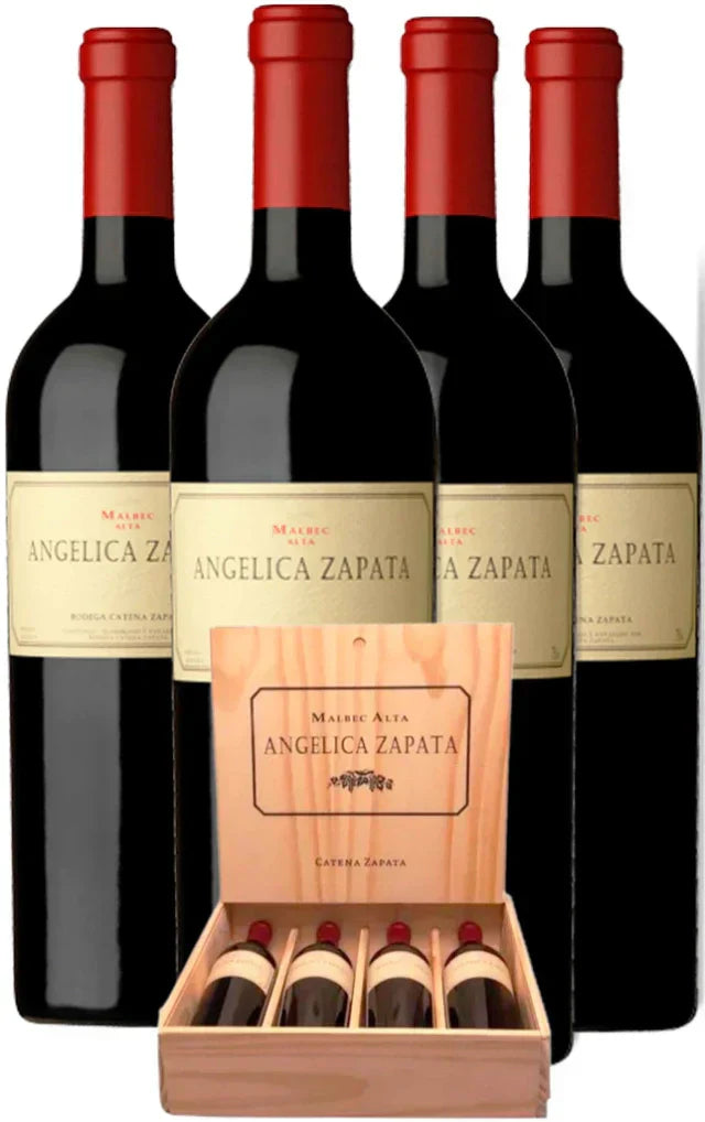 KIT 4 Vinhos Argentinos - Angélica Zapata Alta -Malbec + 2 Taças crystal